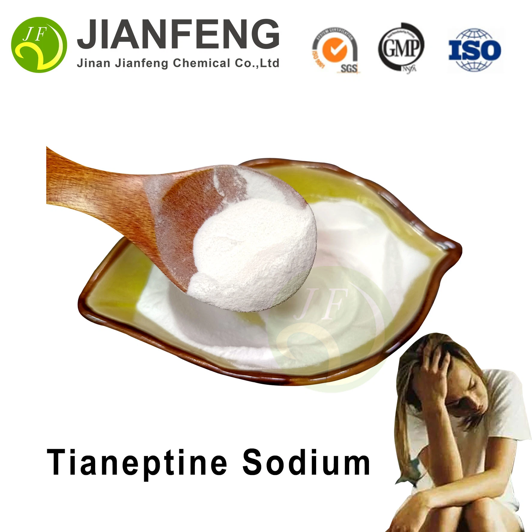 Купить Tianeptine Sodium USA Warehouse Дополнение высокой чистоты Anti-тревожное сырё Порошок Nootropics 99% Tianeptine Sodium Bulk Цена CAS 30123-17-2 Tianeptine Натрий