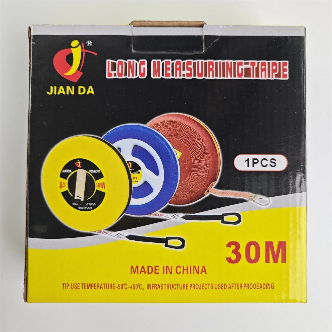 30m Open Long Tape Measure Einziehbares wasserdichtes Fiberglas Lineal manuell Messwerkzeug