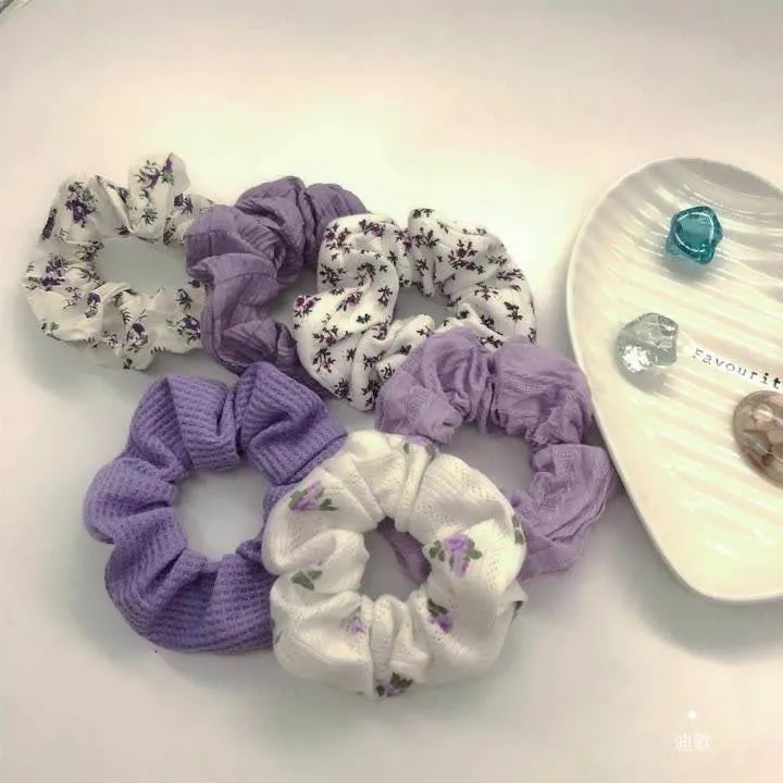 Floral Hair Circle French Gentle Purple Hair Ties Girls Hair Accessories