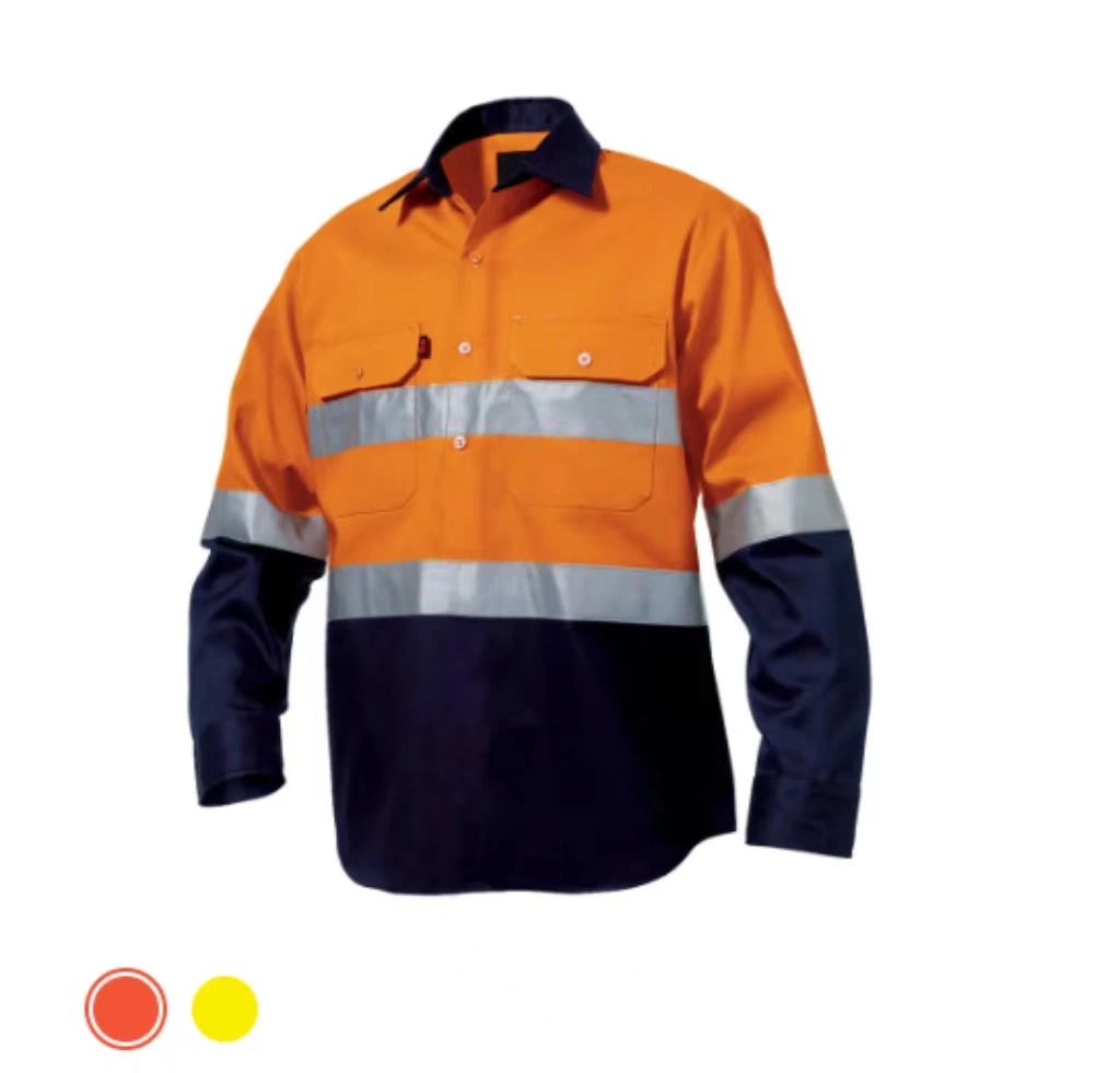 Camisolas de alta visibilidade confortáveis e estilos clássicos mangas compridas Hi-Viz Camisolas de segurança para vestuário de trabalho