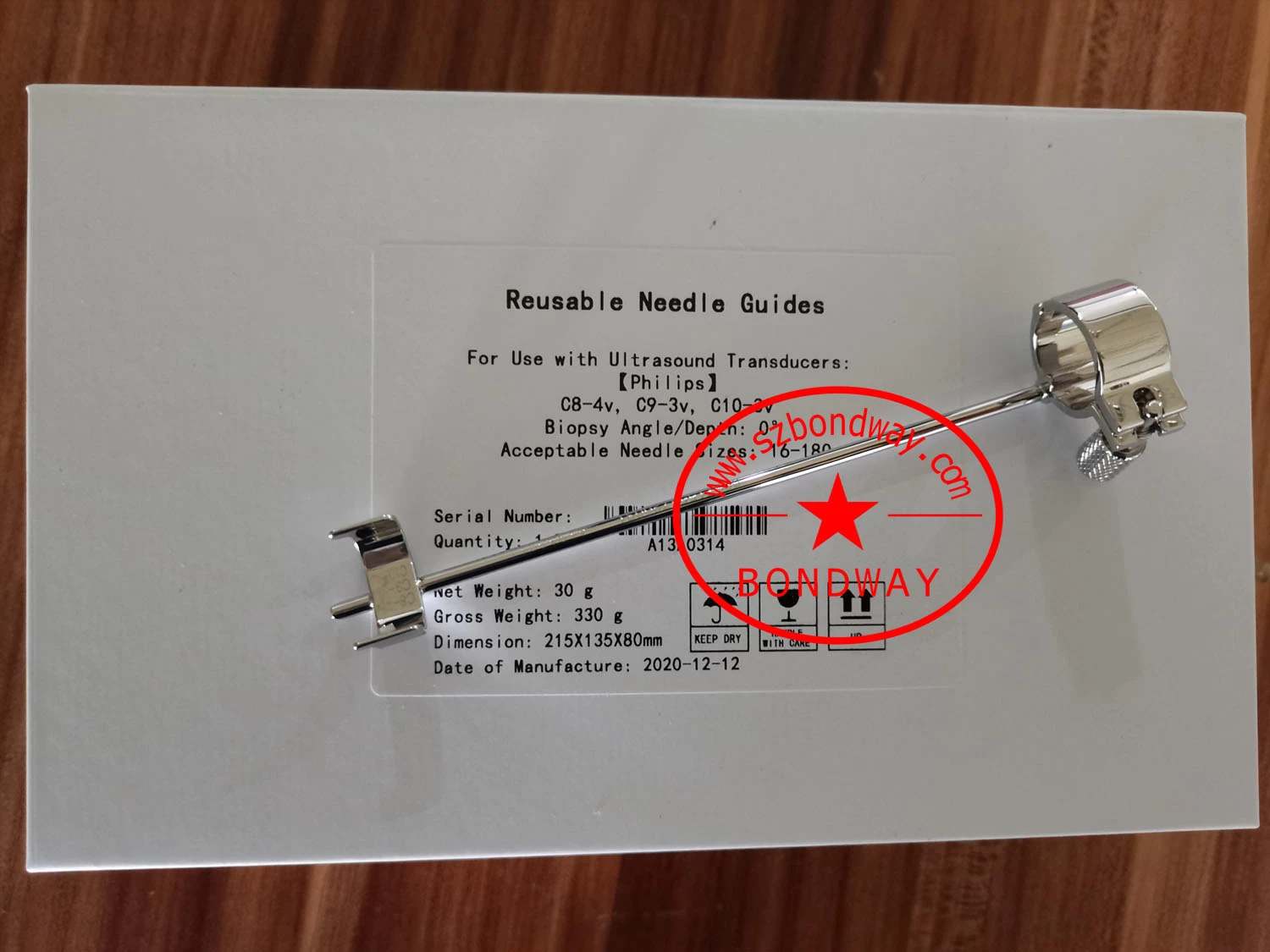 La aguja de biopsia reutilizables de guía para el transductor de ultrasonido biplano S5-1, el soporte de aguja de biopsia con aguja sonda ultrasónica, la ecografía adaptador