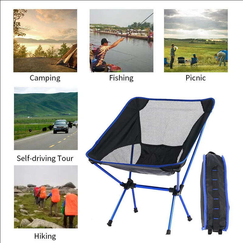 Nueva silla portátil inflable con asiento de aire y respaldo Para el tiempo frío Camping Moon Chair con Postes de aluminio