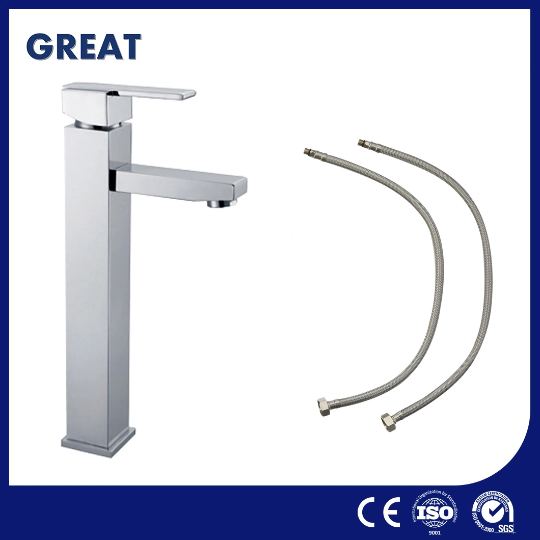 Great Bathroom 3-Hole Faucet Suppliers Utility Sink Faucets Gl311A30 Chrome High Single Lever Basin Faucet China Health Hot and Cold Water Tap for Wash Basin