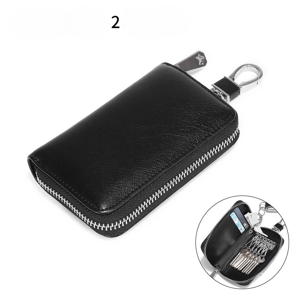 Hot Genuine Cow Leather Key Wallet Holder Men Women Zipper Car Key Storage Bag Custom Your Brand Logo