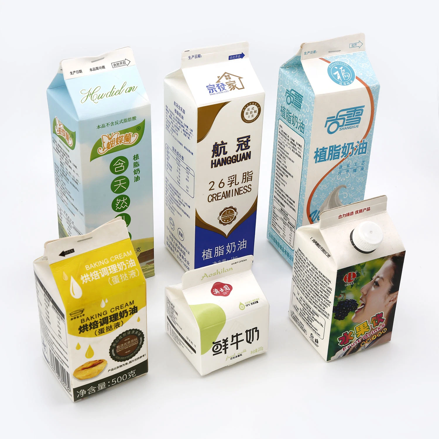 Materiales de papel personalizado aséptica Gable Top Box cajas de cartón de leche de jugo de vino tinto de embalaje para Elopak Máquina de Llenado