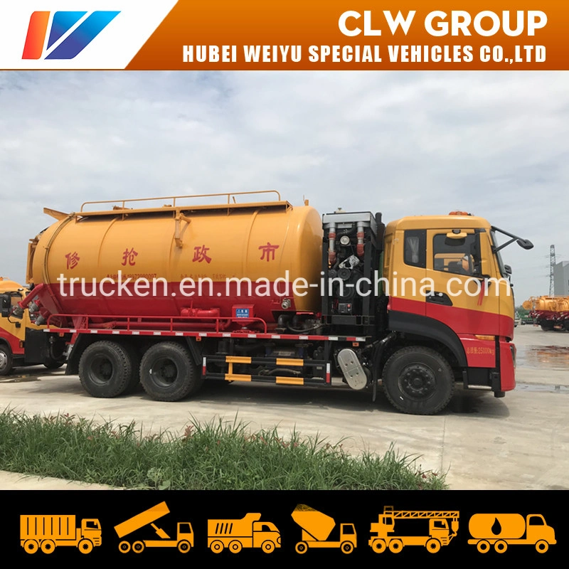 Heavy Duty Dongfeng Tianlong 6X4 16cbm High Pressure Jetting Sewer Cleaning Vacuum Sewage Suction Trucks