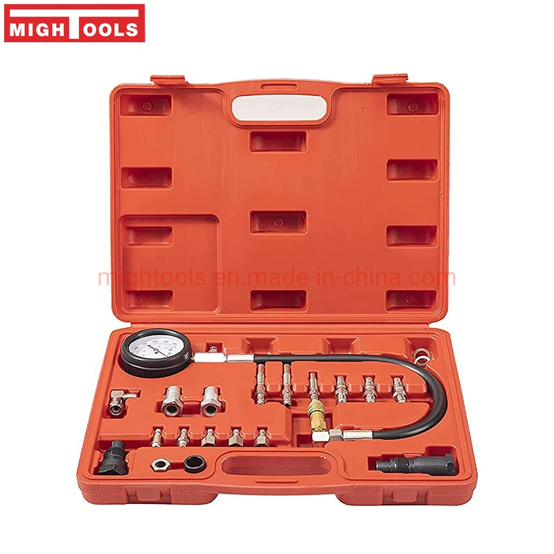 16PCS Professional Diesel Engine Cylinder Compression Tester Tool Kit Set Pressure Gauge with Case