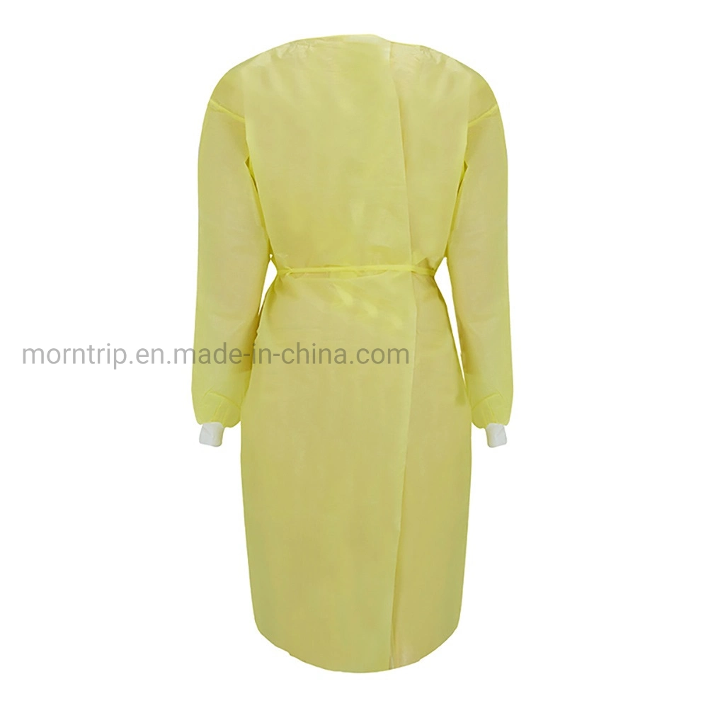 Yellow Non Woven Long Sleeves Visitor Exam Level 2 Impervious Protective Gowns Disposable Isolation Gown