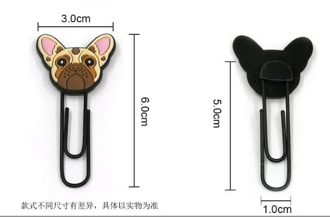 Customized Stationery Bookmark PVC Paper Clips of Cartoon Dog Doll Promotion Gifts Toys