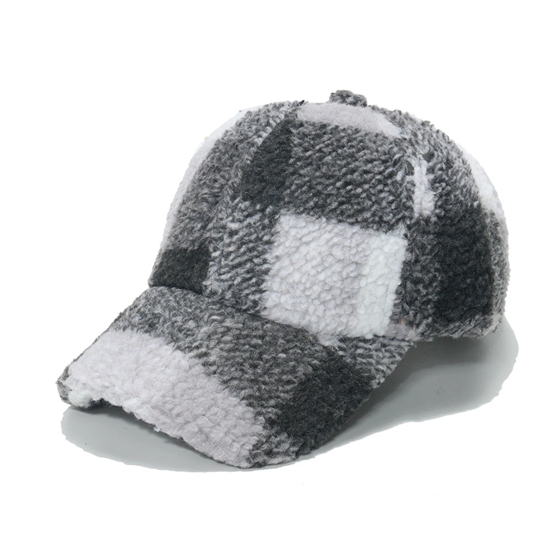 Gorra de béisbol de cuadrícula clásica de moda Lambswool de invierno caliente al por mayor Gorra deportiva para mujer hombres