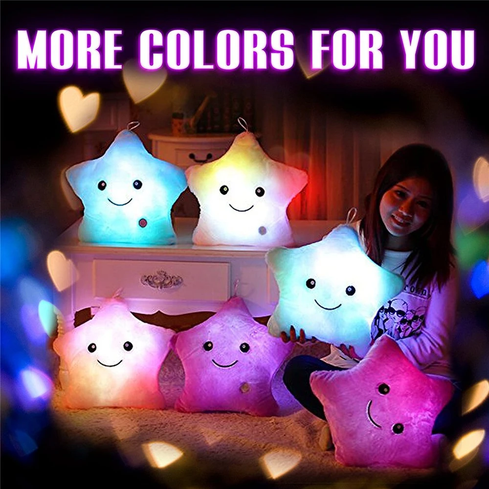 Creative Twinkle Star Glowing LED Night Light Plush Pillows Stuffed Toys (White)