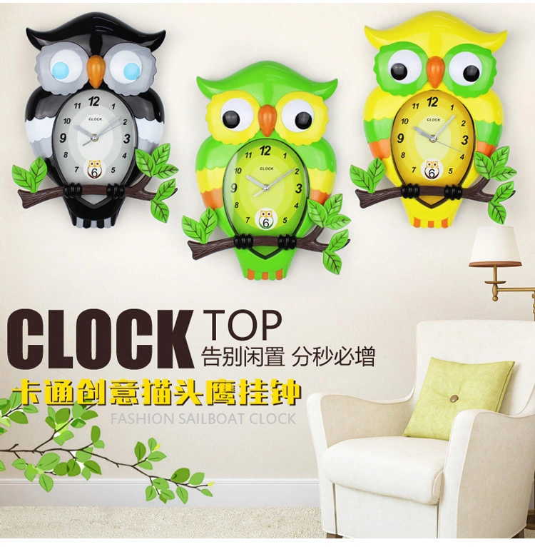 Factory Directly Cartoon Characters Owl Wall Clock, Children's Clock