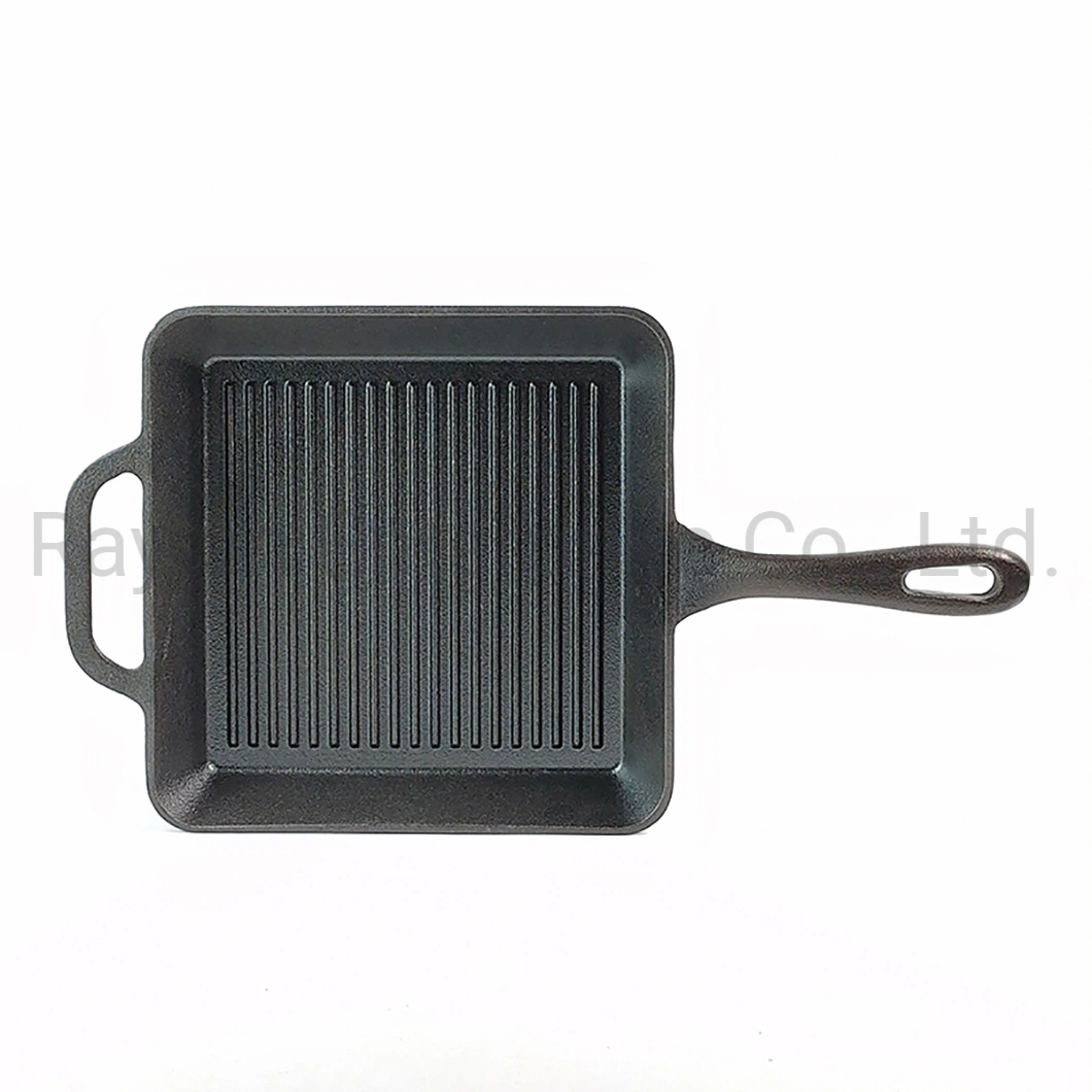 Wholesale/Supplier 23cm Pre-Seasoned Custom Cast Iron Griddle Plate Barbecue Pan Square Grill Pan Set