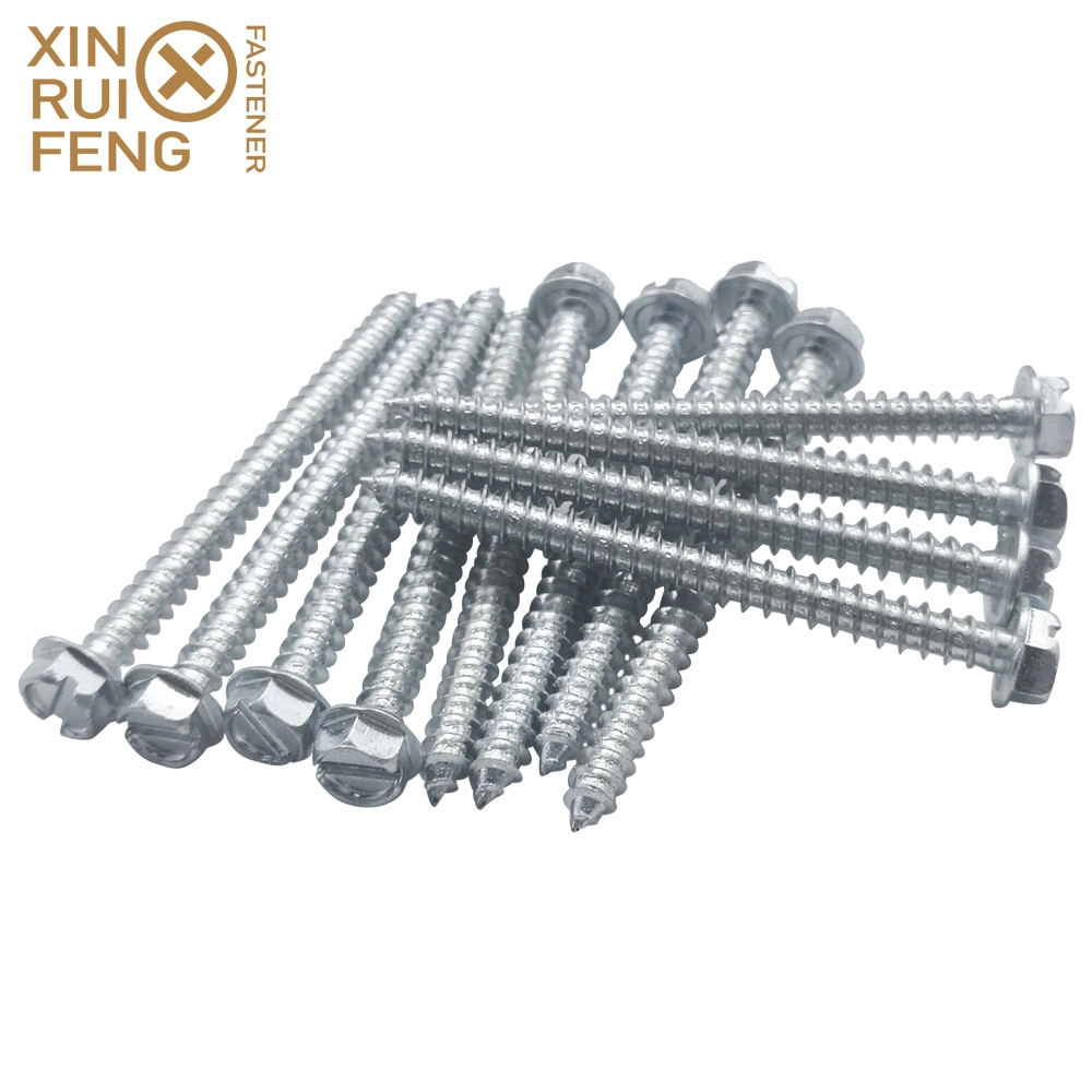 Slotted Drive Hex Head White Zinc Plated Self Tapping Screw Carbon Steel Hardware Fittings