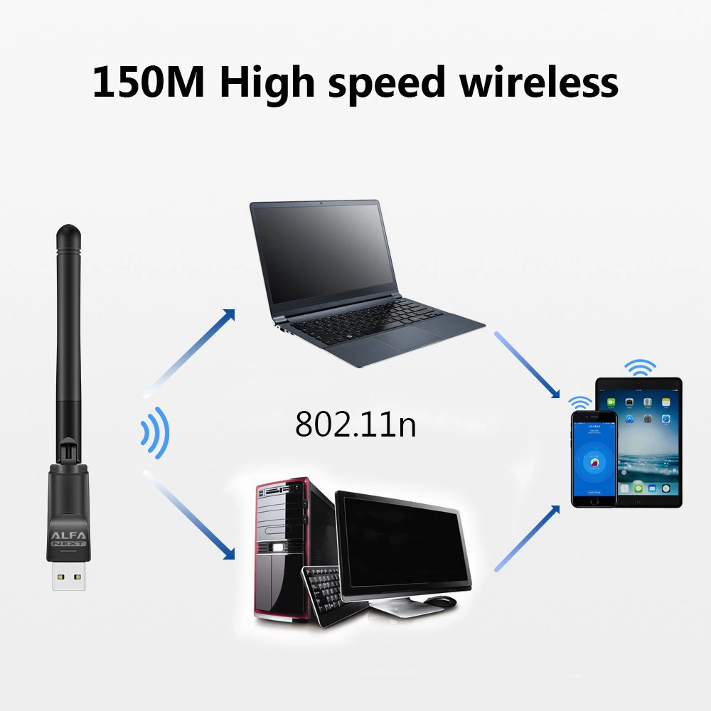 Adaptador WiFi mini USB rede Mt7601 Mbps Wireless Card Receptor Wi-Fi de placa para computador desktop de 2,4 GHz