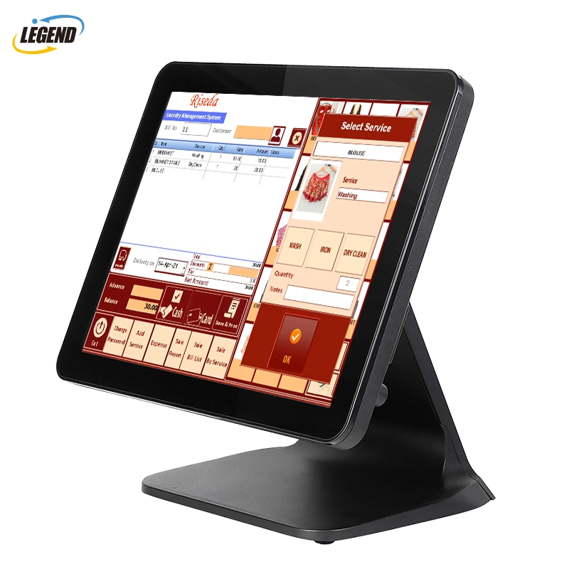 Cash Register 15" Point of Sale Solution POS Terminal with Built in VFD/8 Digit LED Display