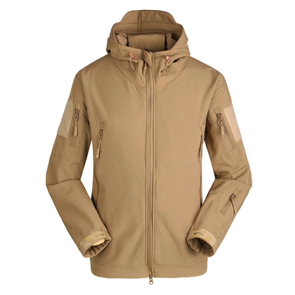 Chaqueta táctica con capucha impermeable suave para hombre, para caminatas negras Chaquetas para hombre Camping Windbreaker para el invierno