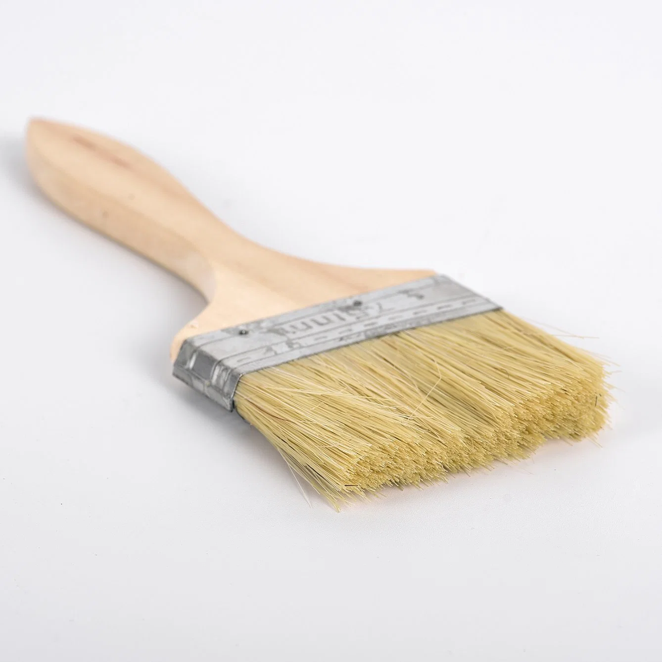 Flat Bristle Wood Handle Paint Brush, 2" Size, Natural White