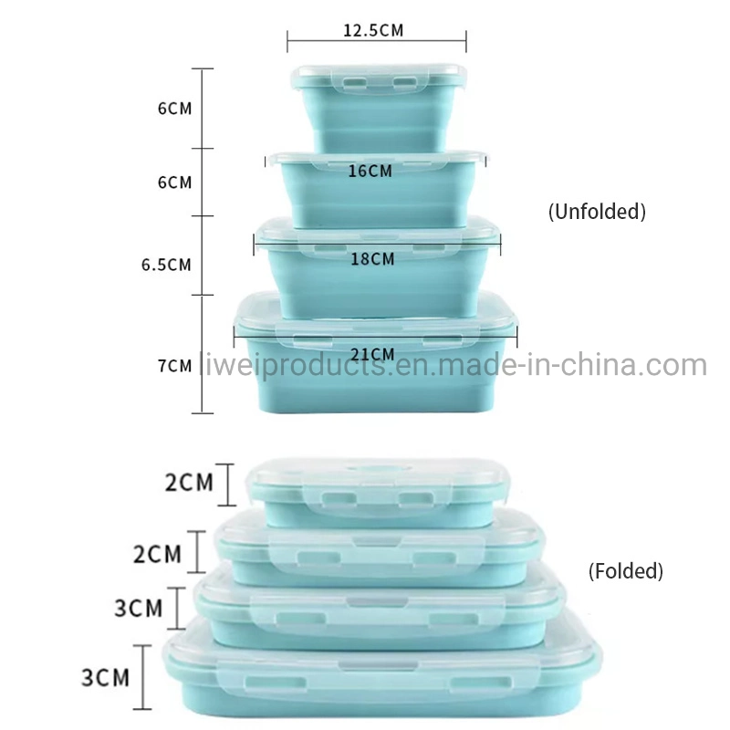 China Großhandel zusammenklappbare Silikon-Lunch-Box Lebensmittel-Lagerbehälter für Lebensmittel Konservieren