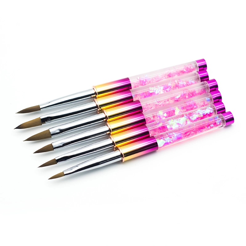 Pink Color Sequin 100% Kolinsky Acrylic Nail Art Brush