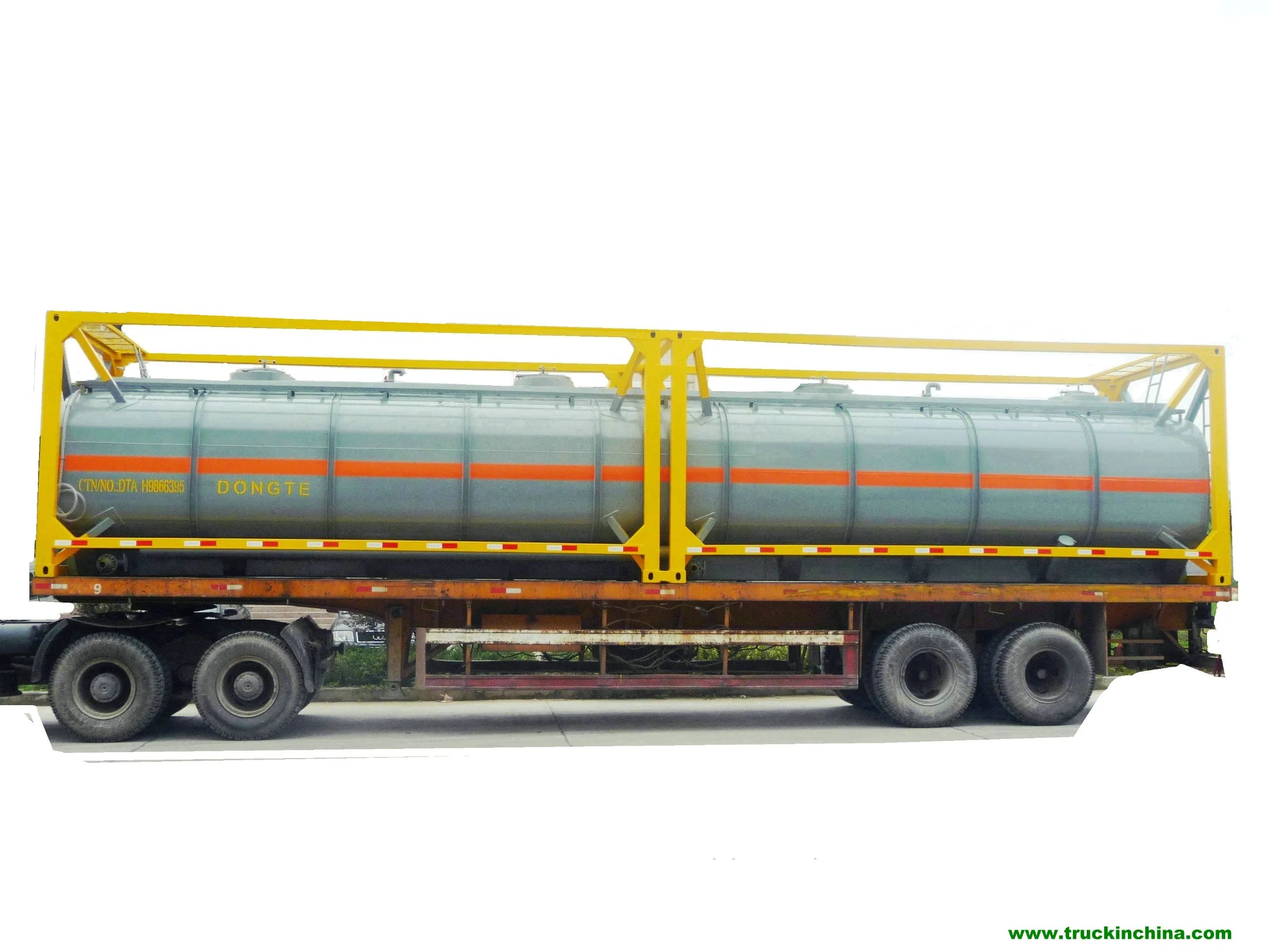 40FT Chemical Tank Container for Road Transport (Dongte 35 -40Ton Bleach Tanks, NaOCL Tanks, Javel Water, HCl Tank Steel Lined LDPE)