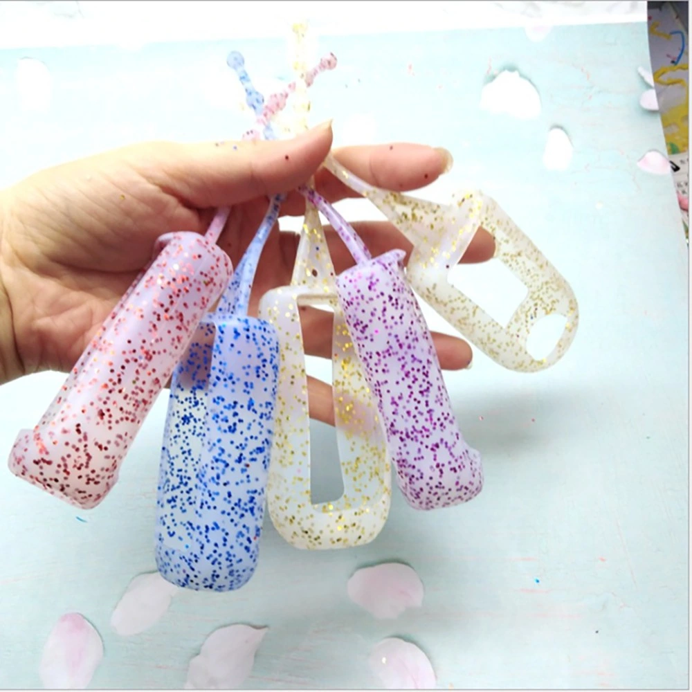 Portable Empty Bottles Hand Sanitizer Holder Cartoon 30ml Plastic Travel Bottles with Silicone Light Keychain Holder