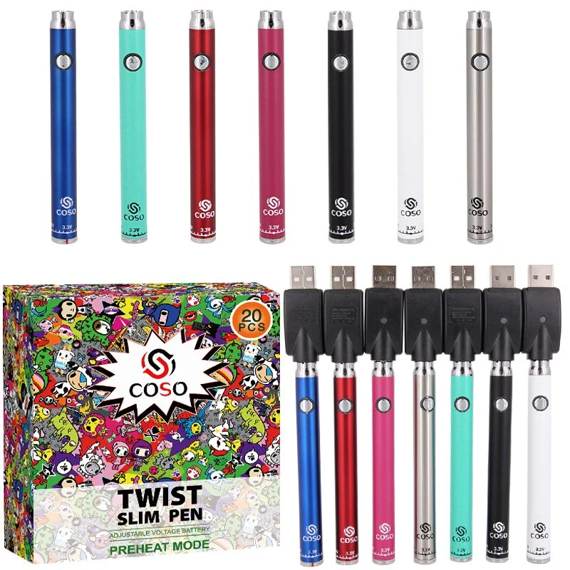 Slim batería original de Vape bolígrafo de giro de la batería de precalentamiento de tensión ajustable para 510 cartuchos de hilo