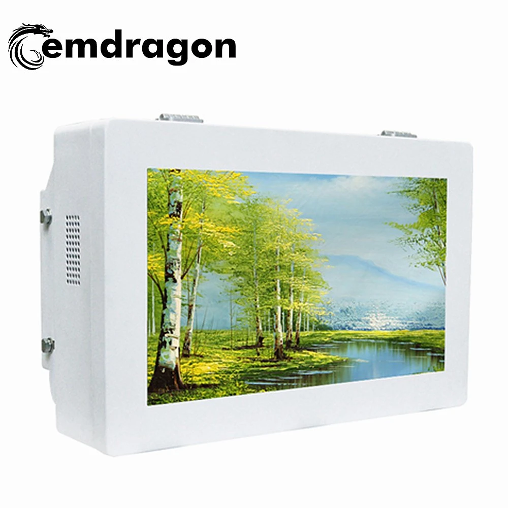 Outdoor Wall Mount Advertising Machine 32 Inch Wall Mount Media Display Cheap All in One Desktop PC New Media Player with Bottom Wheels LED Digital Signage