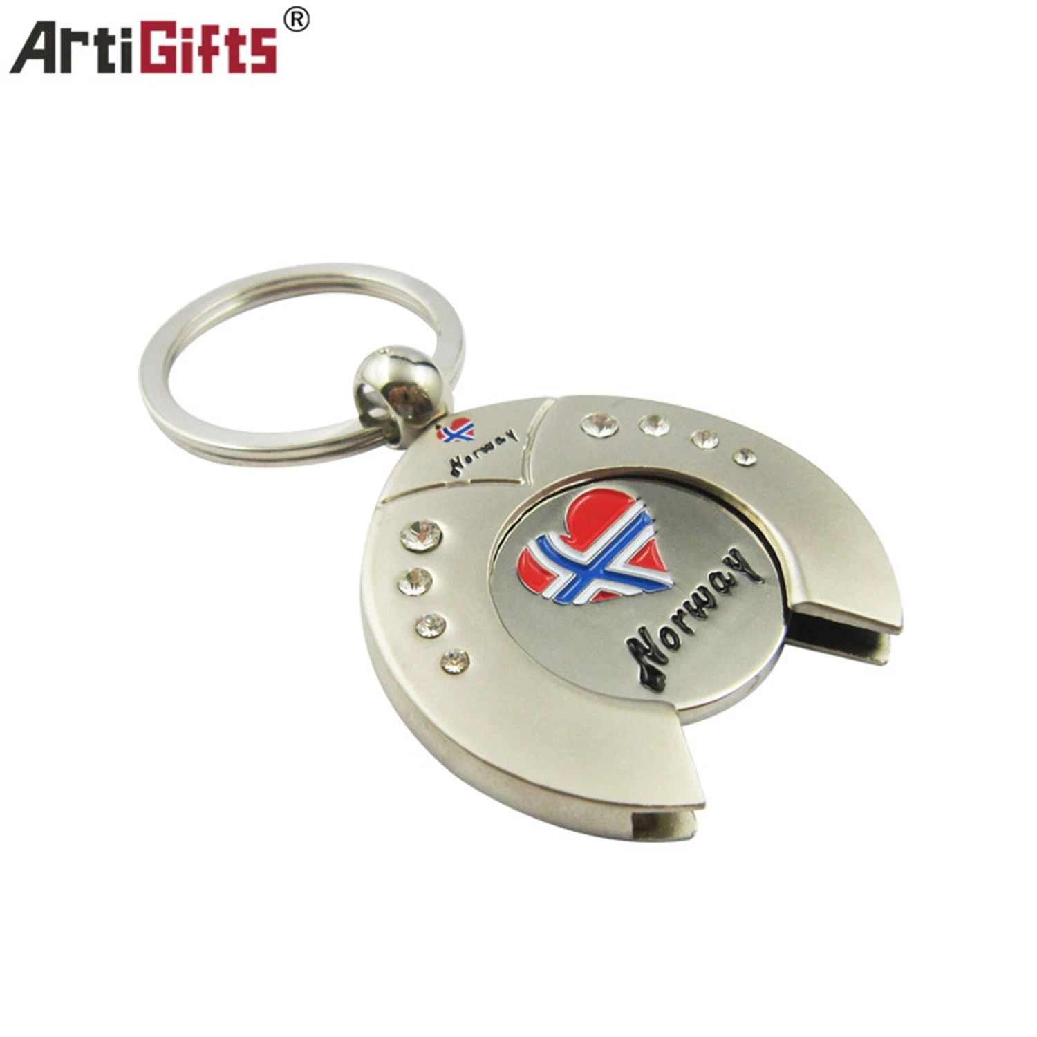 Custom Metal Shopping Supermarket Logo Trolley Coin Key Chain