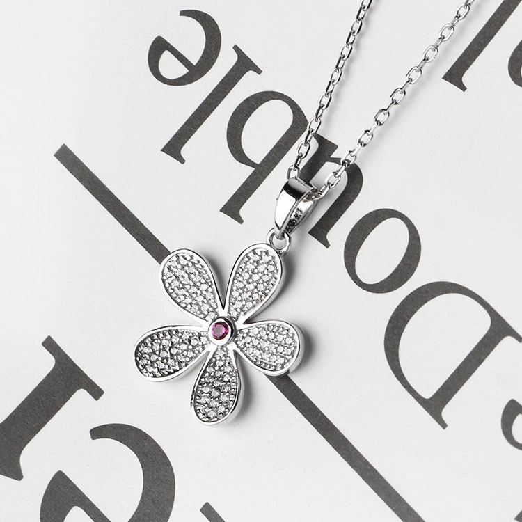 Wholesale/Supplier Jewelry Beautiful Flower Pendant and Earring Silver Jewelry Set for Women