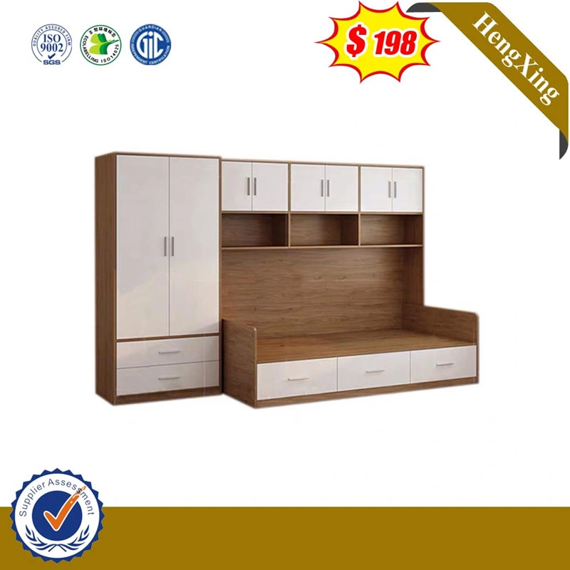 Chinesische Moderne Holz Schule Dormitory Baby Schlafzimmer Möbel Doppel Kinder Etagenbett mit Kleiderschrank Bücherregal