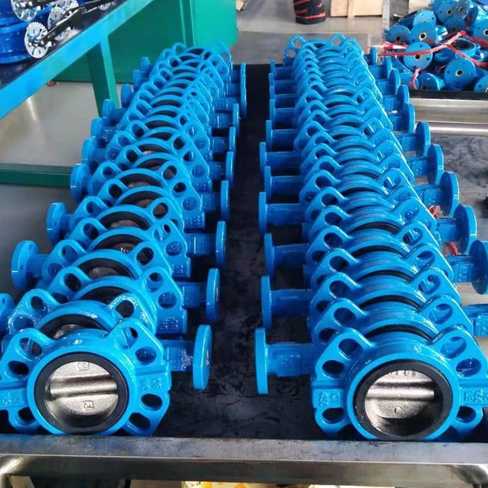 Fábrica OEM DN50 Pn16 Industrial Ductile Iron Manual de acero inoxidable oblea de la válvula de mariposa