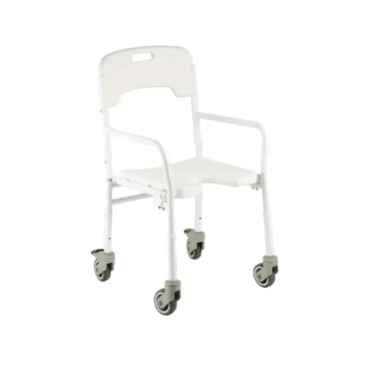 Bliss Medical Adjustable Folding Lightweight U Shape Seat Shower Chair with Backrest and 4 Inches Wheels Castors