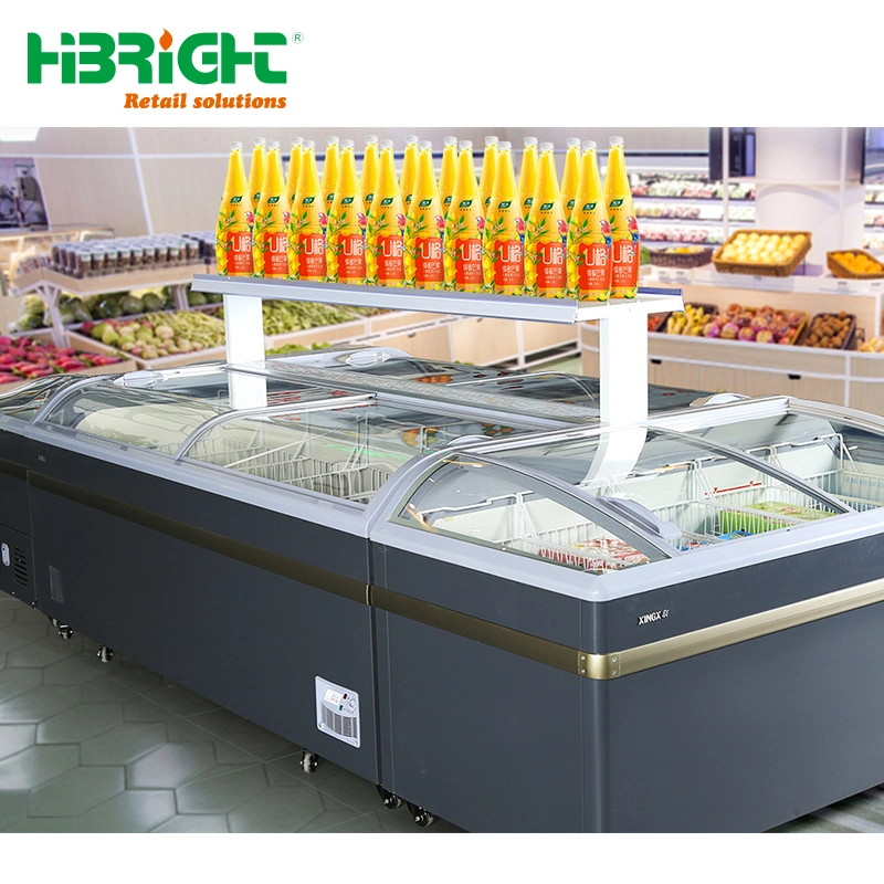 Glass Door Supermarket Fridge Freezer Commercial Refrigeration Equipment Display