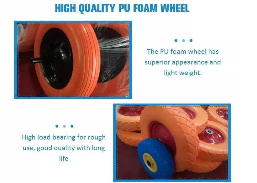 Hand Trolley PU Foam/Foaming Tyre Wheelbarrow /Wheel Barrow Solid Rubber Wheels