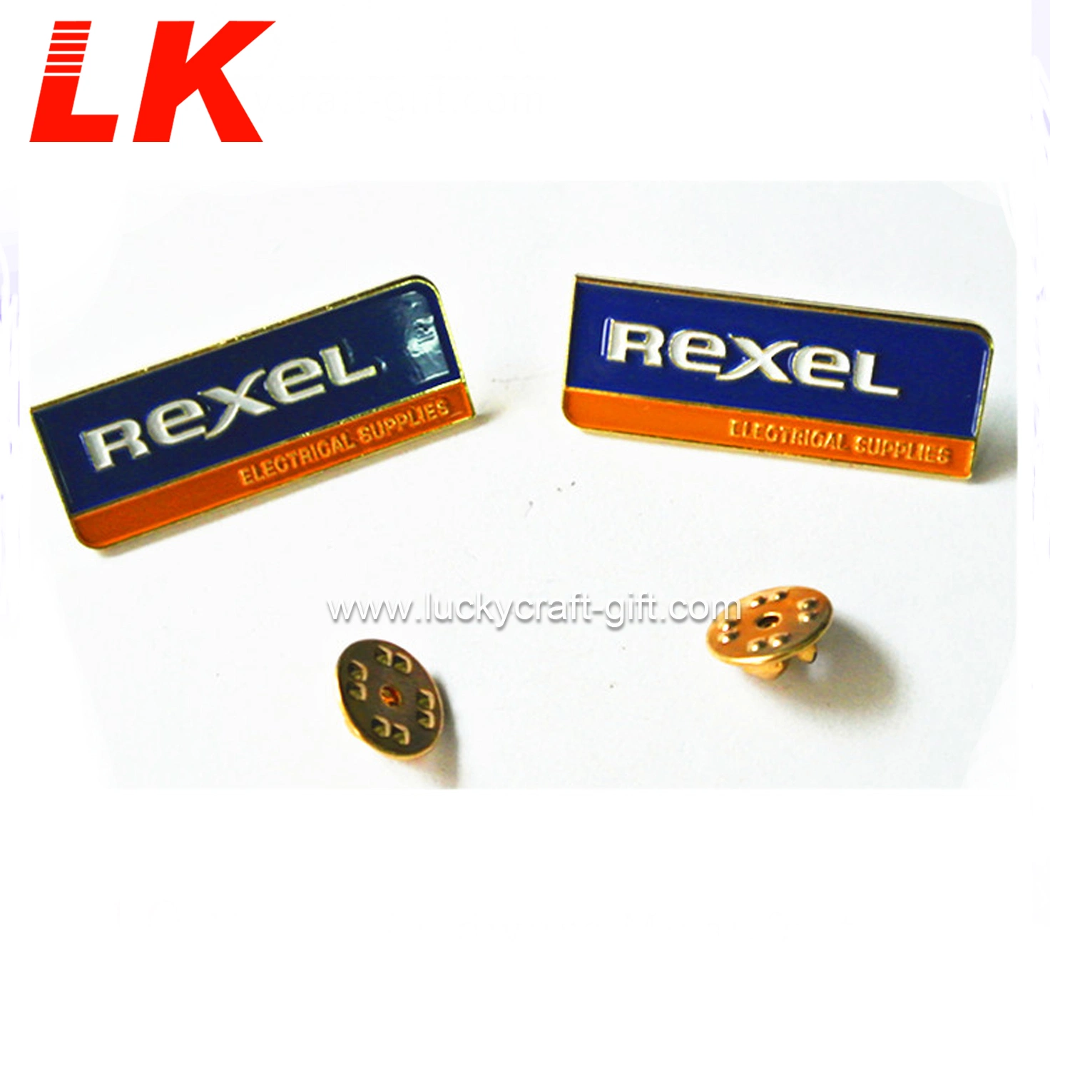 Custom Logo Die Cut Name Lapel Pin Badge with Needle Pin