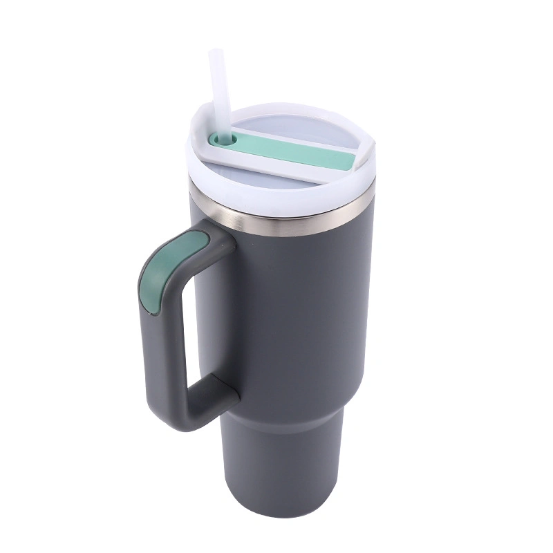 New 40oz Handle Ice Bar Thermos Cup 304 Car Cup Thermal Stainless Steel Vacuum Insulated Tumbler with Lid and Straw for Water