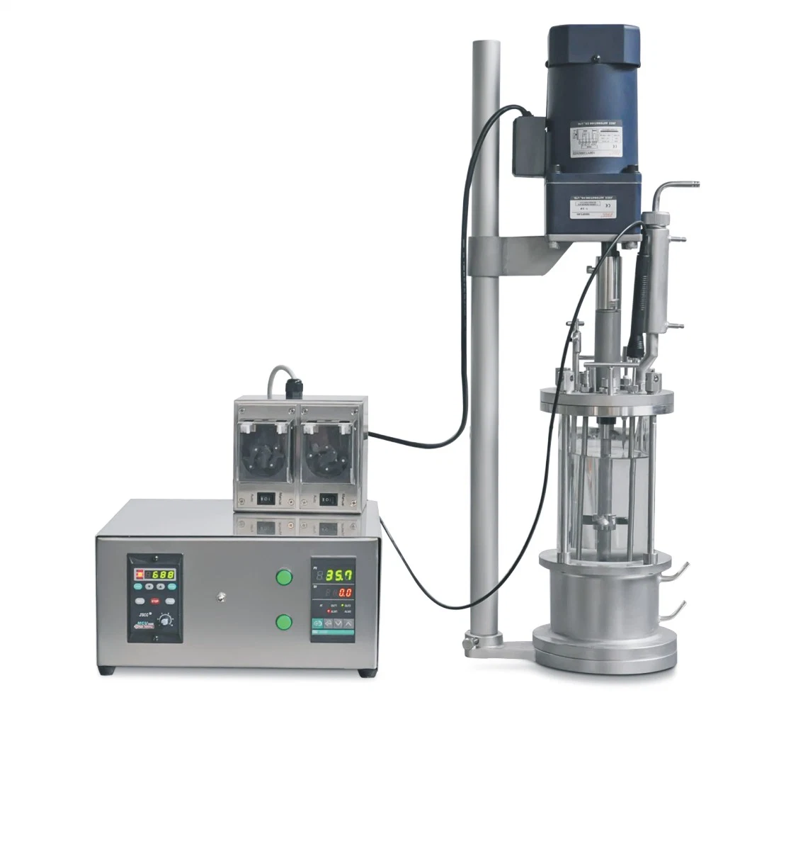 Harvesting Yeast Line with Glass Bioreactor From Lab Scale Jacketed Conical Fermenter