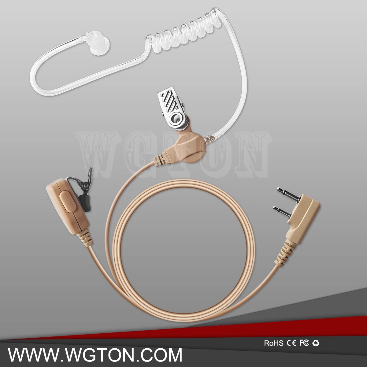 Écouteur avec microphone pour talkie-walkie, casque à tube acoustique à 2 broches pour talkie-walkie HYT Pd-365, Pd-505, Pd-565.