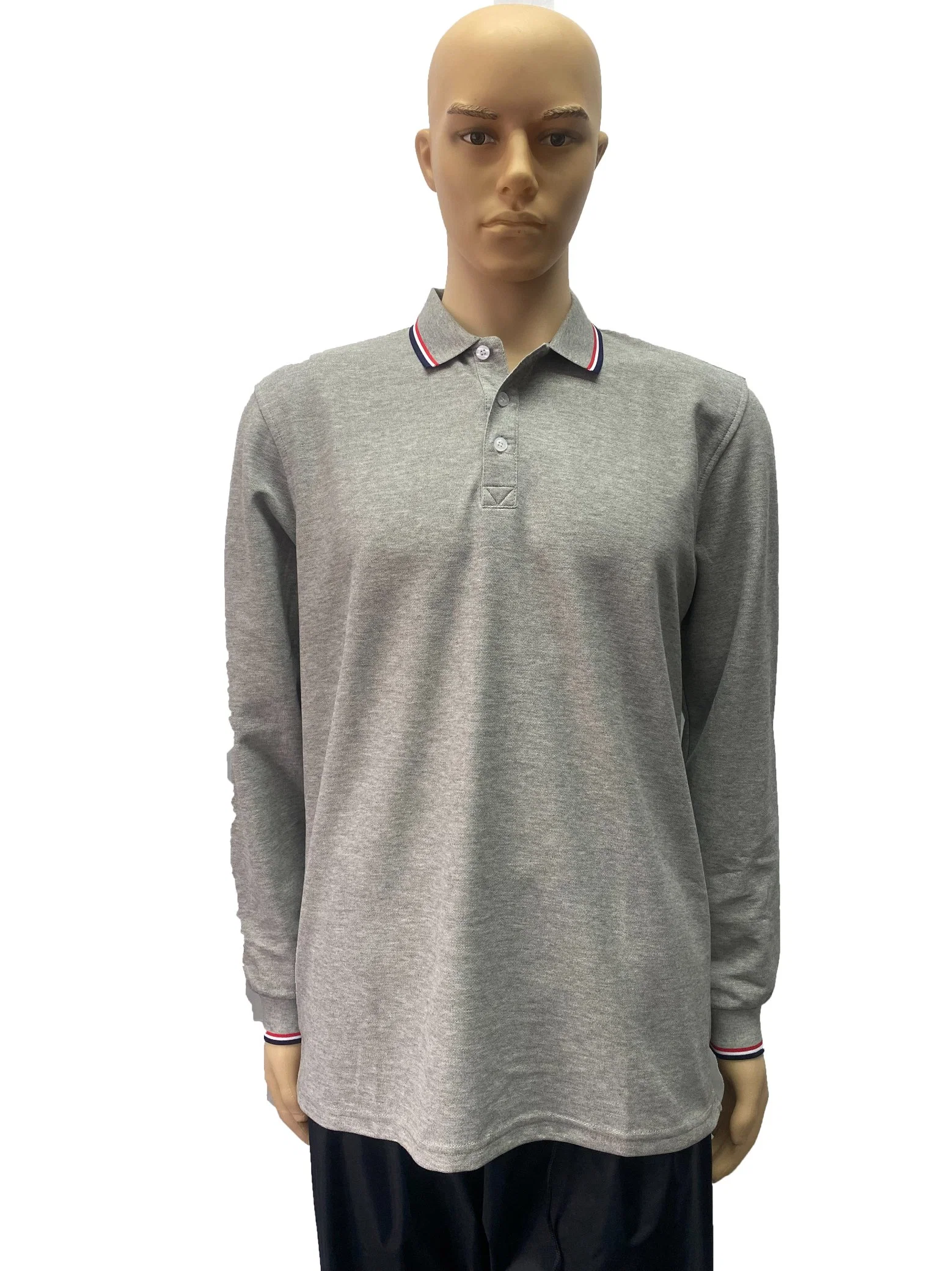 Wholesale Long Sleeve Grey Polo Shirt with Customed Logo for Men