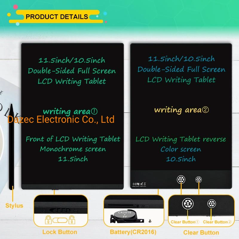 ورق رفيع ملون عالي الجودة بحجم 11.5 بوصة ذو وجه مزدوج كامل الكتابة على الشاشة الكتابة على الشاشة الكتابة على شاشة LCD باستخدام قلم الكتابة على الشاشة الكمبيوتر اللوحي