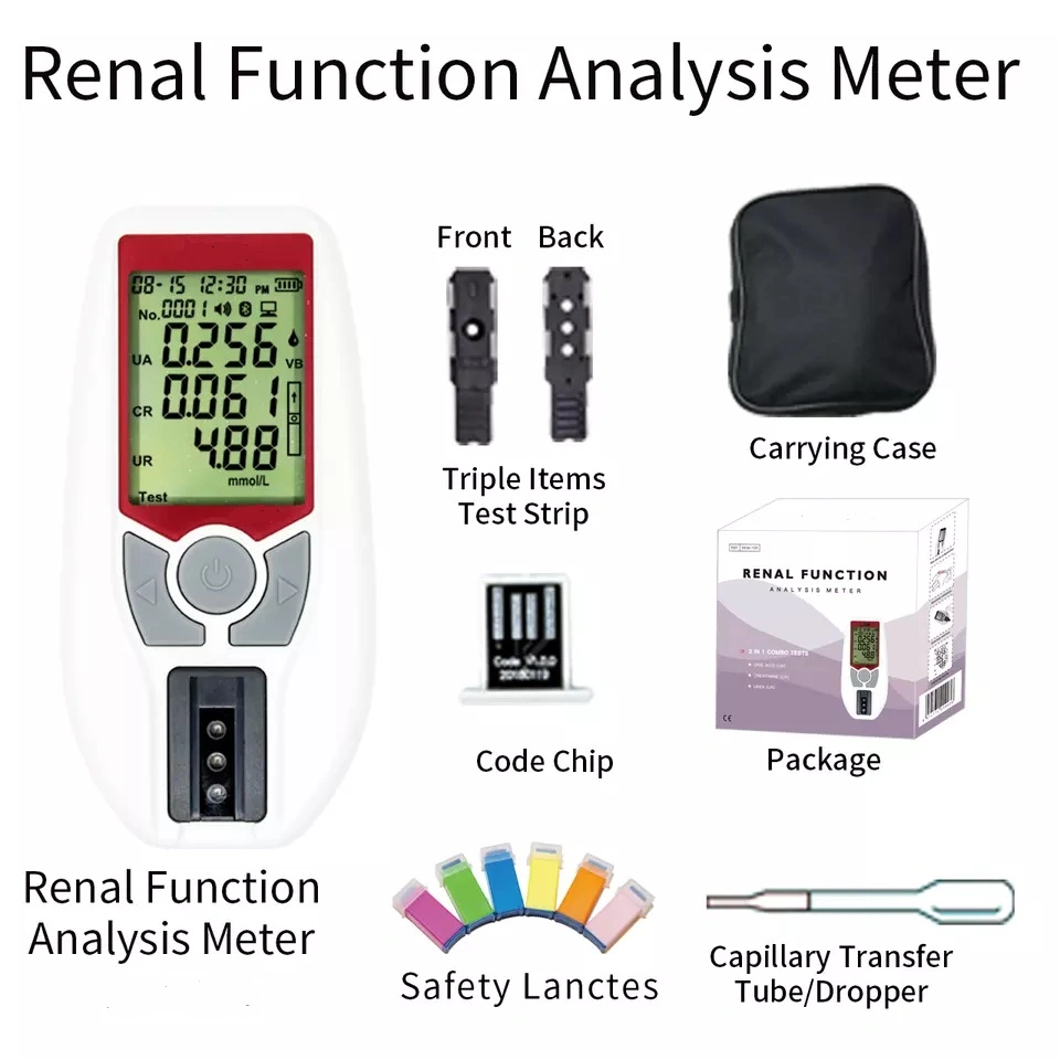 Precio competitivo 3 en 1 Portátil Digital Bluetooth el ácido úrico Ua Cr UR la función renal Analyzer