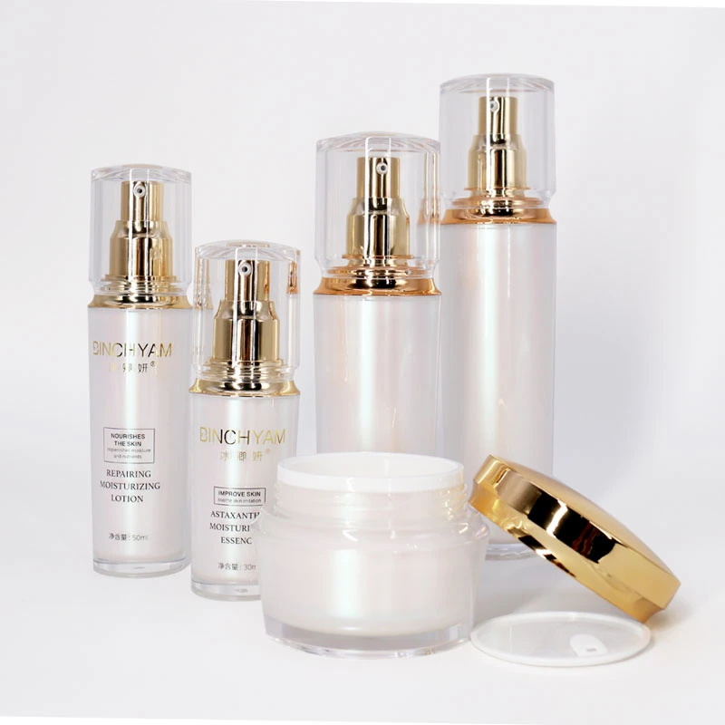 China Wholesale/Supplier Luxury Cosmetic Packaging Pearl White Acrylic Bottles and Jars in Competitive Price