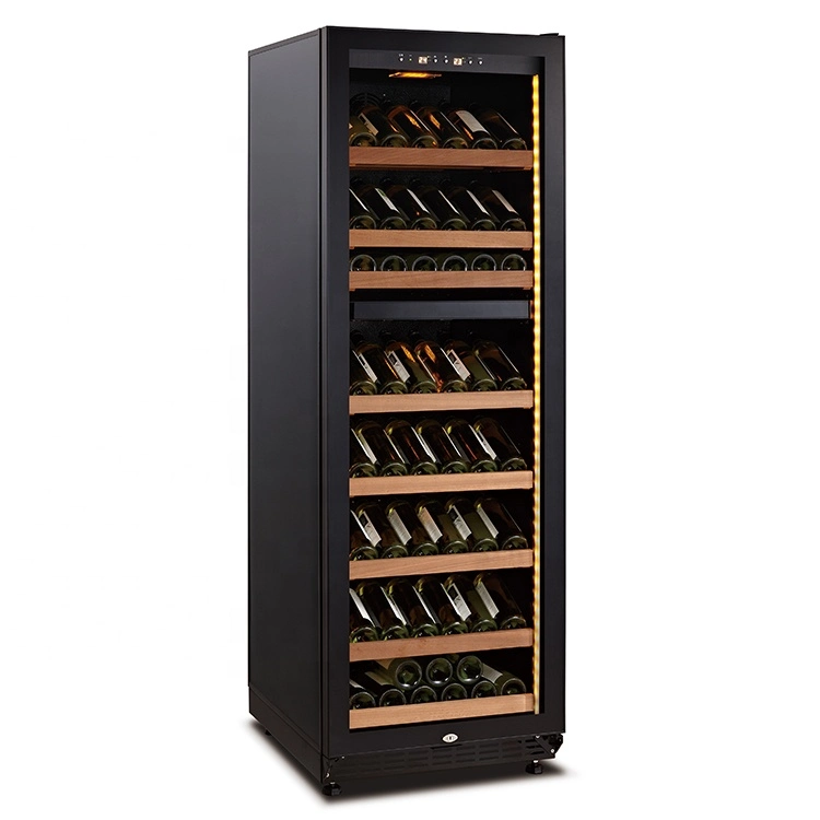 288L Factory Single Zones Humidor Freestanding/Built-in Compressor Wine Cooler 99 Bottles with Sapele Shelves Electric Wine Cooler Fridge Refrigerator