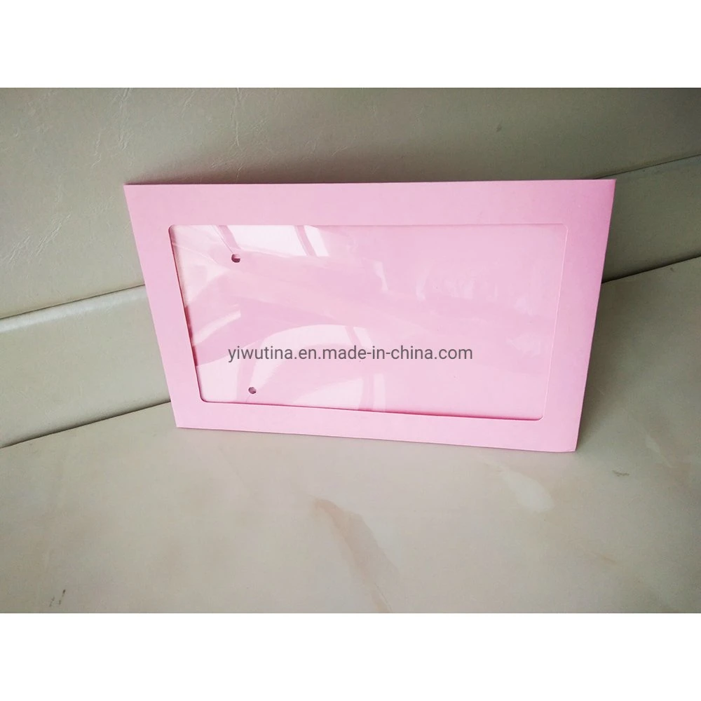 Jewelry Necklace Earring Pink Paper Fold Box with Transparent Window