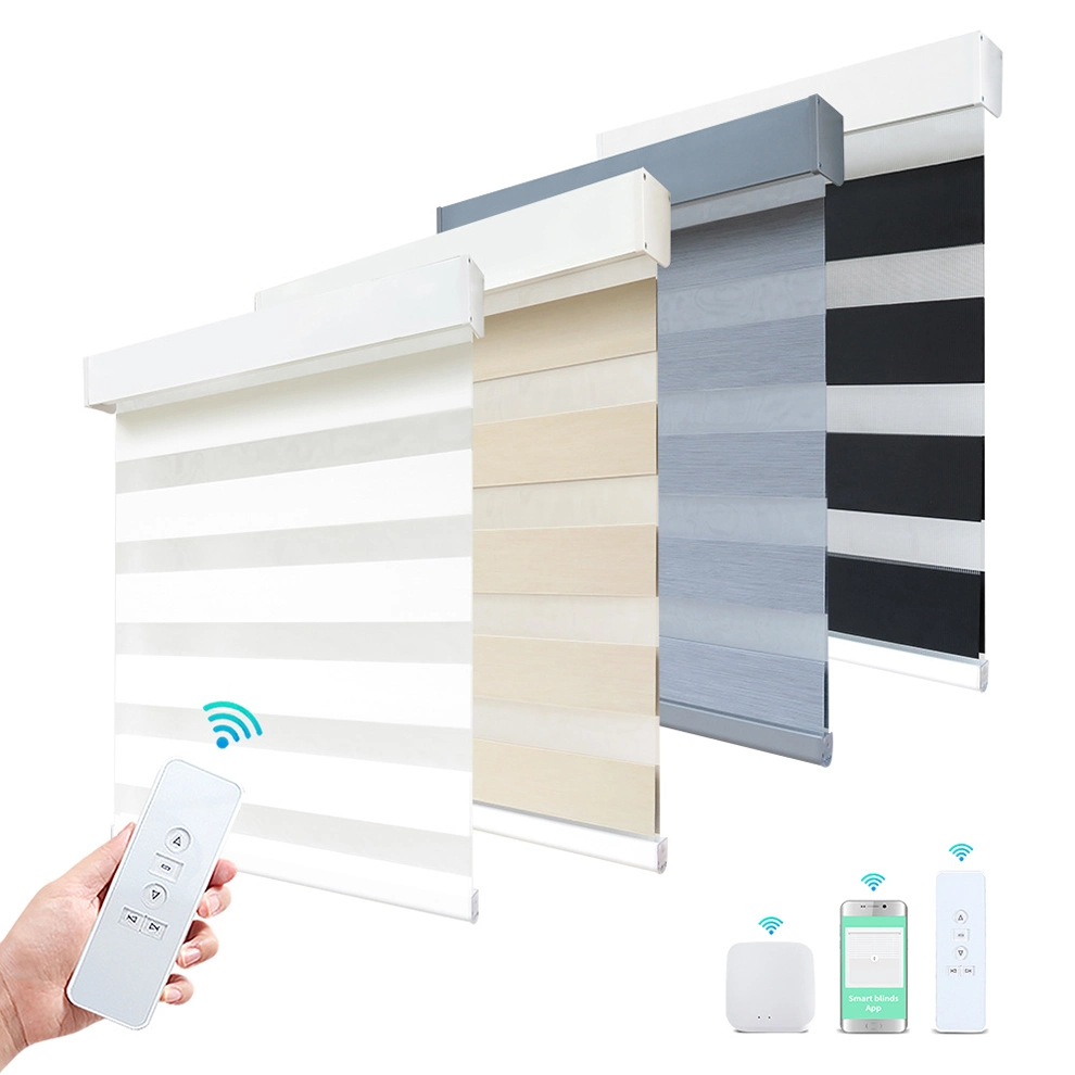 Electric Remote Window Motorized Blackout Roller Zebra Blinds Made in China