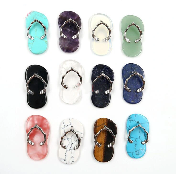 Nueva moda Flip Flop personalizada Gran Piedra Natural colgantes para Collar de joyas de diseños de decisiones