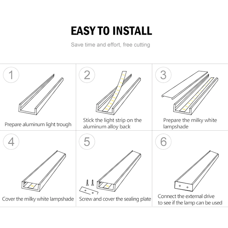 precio de fábrica de perfil de cinta horizontal de la luz de las luces de tiras de LED montados en la superficie de luz lineal