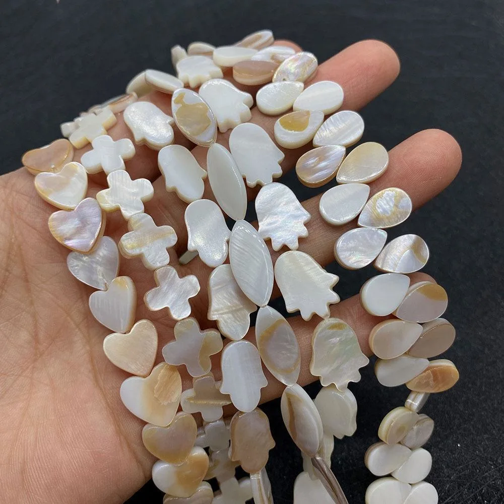 Natural White Abalone Shell Chain Heart Star Round Flower Drop Accessories for Jewelry Making