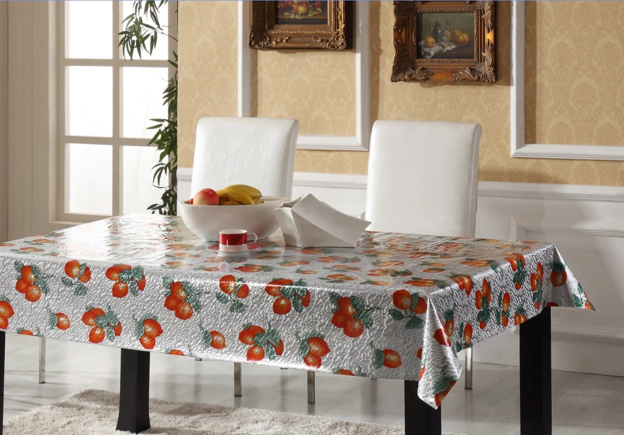 Hot Sale Printed and Double Side Gloden Embossed PVC Tablecloth&#160;